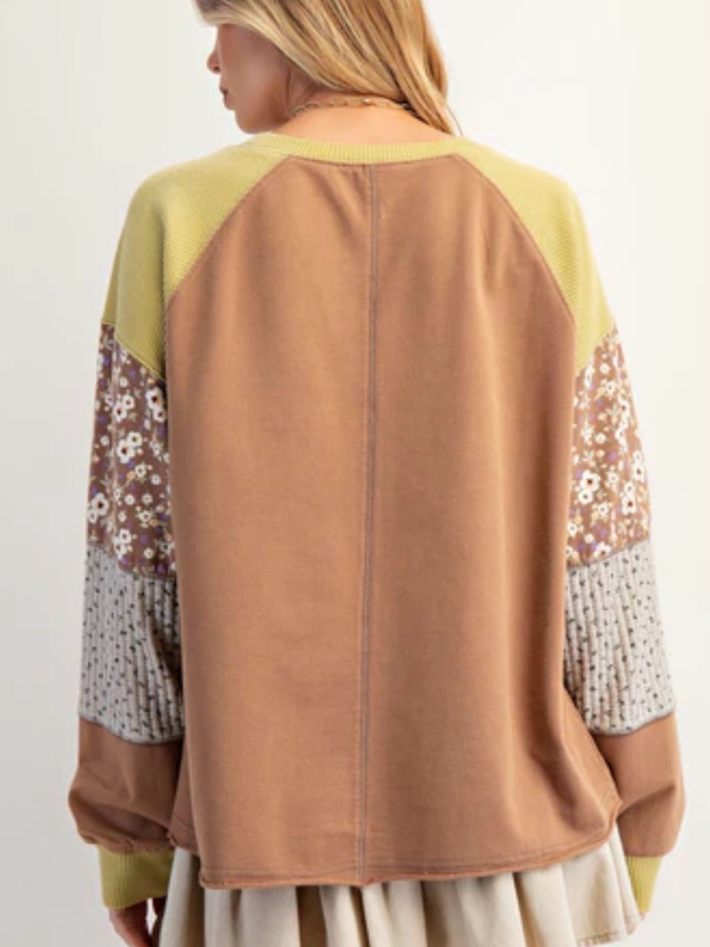 Easel Mixed Print Patchwork LongSleeve Top - Picture 2 of 2